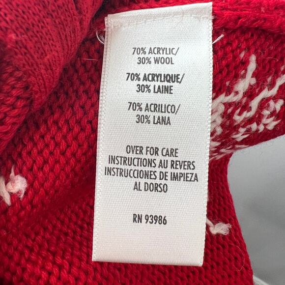 Petite Sophisticate Red White Cardigan Sweater Knit Snowflake Full Zip Small S - Picture 10 of 11